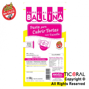 COBERTURA P/TORTA 1/2K BLANCA VAINILLA BALLINA x 1